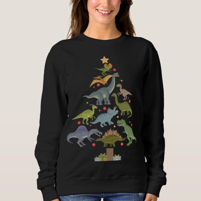 Camiseta Família de Árvores do Dinossauro de Natal Saurus X (Frente)