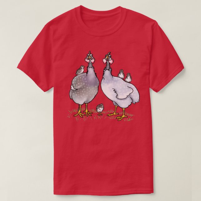 Camiseta Família de aves da Guiné  (Frente do Design)
