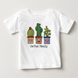 Camiseta Família de Cactus Fofo em Aquarela