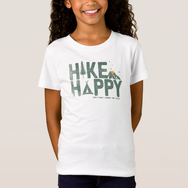 Camiseta Família de Caminhos Feliz do Camper Hiker, Persona (Frente)