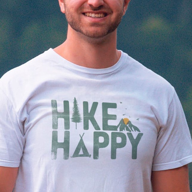 Camiseta Família de Caminhos Feliz do Camper Hiker, Persona (Hike Happy Camper Hiker Hiking Family Personalized T-Shirt)