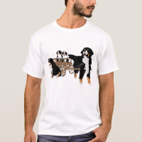 Família de cão da montanha de Bernese com vagão de