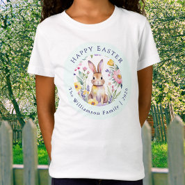 Camiseta Família de Coelhos Aquarelados Personalizados para