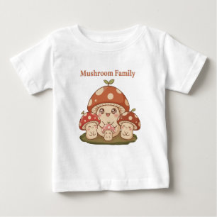 Camiseta Família de Cogumelos Fofos Kawaii Cottagecore