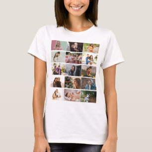 Camiseta Família de Colagem de Fotos 12 Personalizada Moder