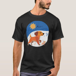 Camiseta Família de Dachshund Fofa Vibes de Dia Ensolarado
