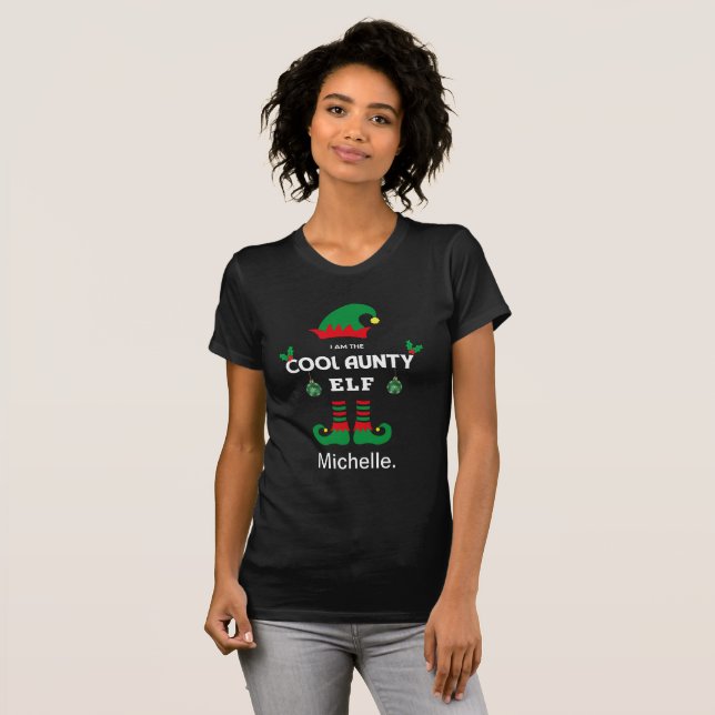 Camiseta família de elf da tia legal que corresponde ao nom (Frente Completa)
