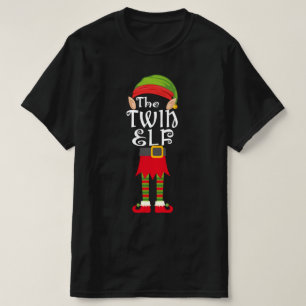Camiseta família de elf gêmeos que corresponde ao natal