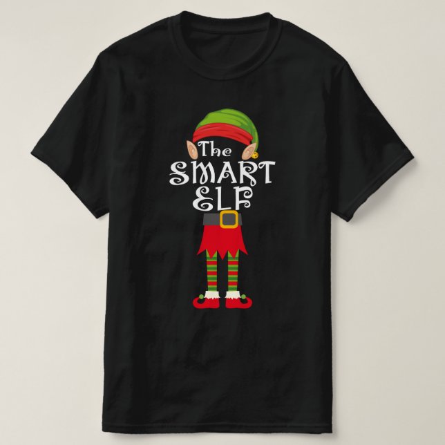 Camiseta família de elf inteligente combinando o natal (Frente do Design)