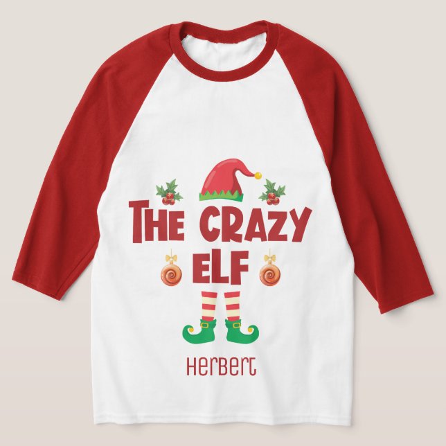 Camiseta Família de elf louca que corresponde ao nome da ro (Postura )