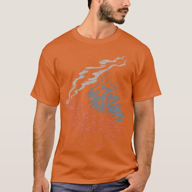 Camiseta Família de estampa de lobo vintage (Frente)