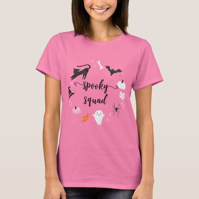 Camiseta Família de Festas de aniversário Spooky Squad Girl (Frente)