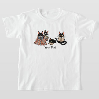 Camiseta Família de Gato Preto Amante de Livros Presente Vi