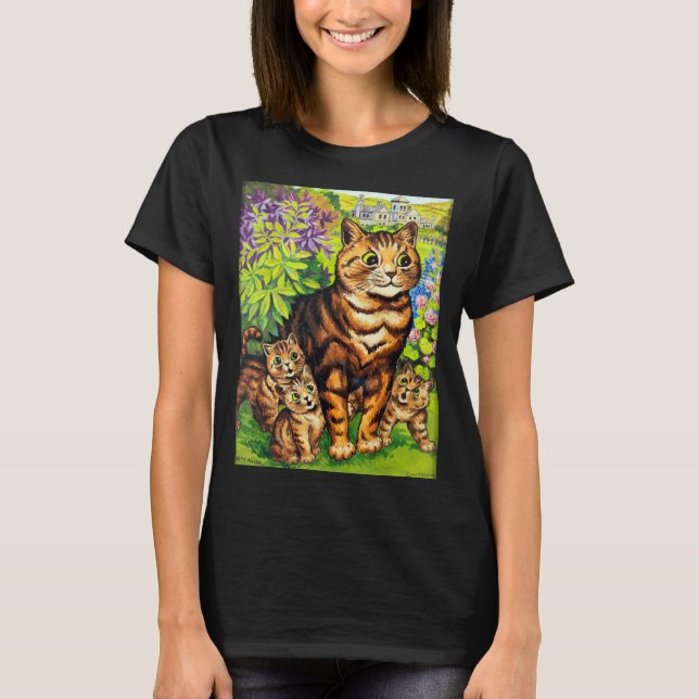 Camiseta Família de Gatos em Jardim, Louis Wain (Frente)