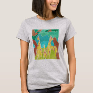 Camiseta Família de Girafas Arte Abstrata Original