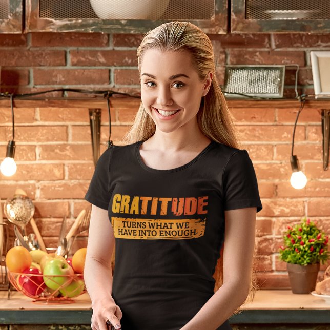 Camiseta Família de Gratidão de Ação de Graças Junta-Se (Gratitude Thanksgiving Womens Black Fall T-Shirt)