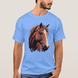 Camiseta Família de Ilustração Digital de Cabeça de Cavalo