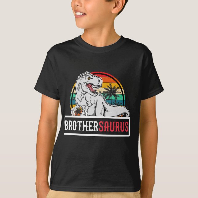 Camiseta Família de irmãos Ssaurus T Rex Dinossaur (Frente)
