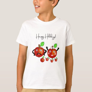 Camiseta Família de maçãs vermelhas brancas