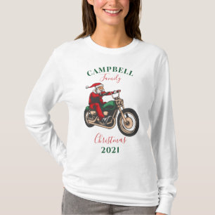 Camiseta Família de Motociclista de Natal com Roupas de Nat