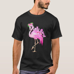 Camiseta Família de Natal de Pássaros Lolly, Flamingo, Rosa