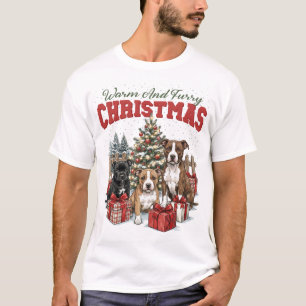 Camiseta Família de Natal do Pit Bull Terrier Americano Fes