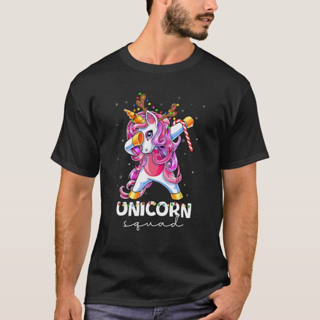 Camiseta Família de Natal no Esquadrão Unicórnio Correspond (Frente)