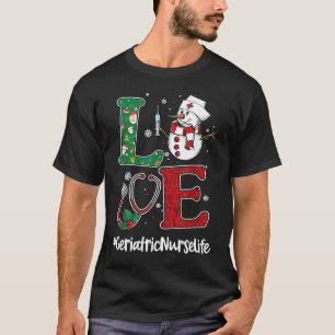 Camiseta Família de Natal para Enfermeira Geriátrica AMOR G