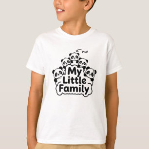 Camiseta Família de Panda Fofa - 2 Pais 3 Filhos