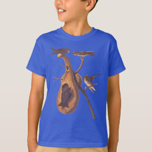 Camiseta Família de pássaro de Audubon Martin roxo que