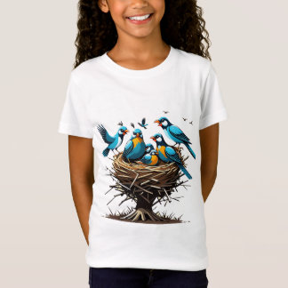Camiseta Família de Pássaros Feliz em Nest