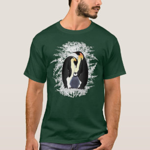 Camiseta Família de pinguins bonitos no gelo e neve