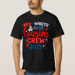 Camiseta Família de Primos Vermelho Branco e Azul 2025 Corr