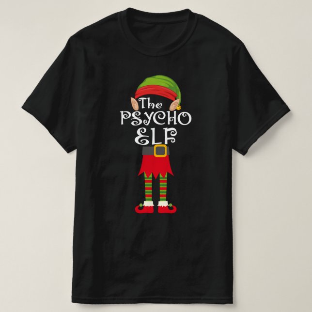 Camiseta família de psicopatas elf que corresponde ao natal (Frente do Design)