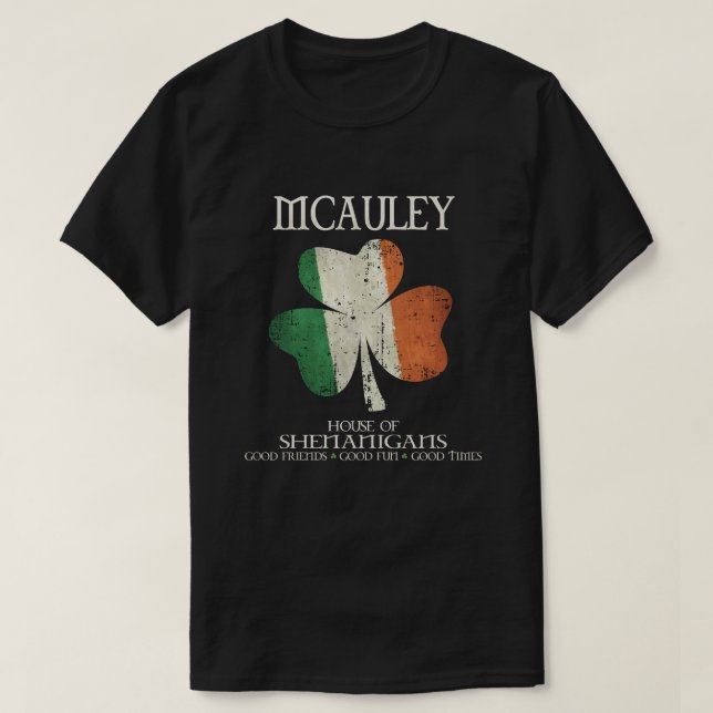 Camiseta Família de sobrenomes McAuley Irlanda (Frente do Design)