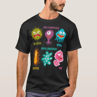 Camiseta Família De Virologia De Vírus Coloridos