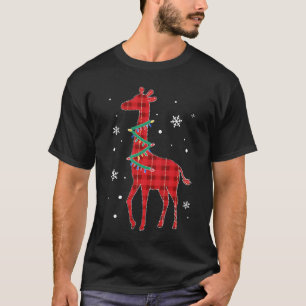Camiseta Família de Xadrez Búfalo Girafa de Natal Pa