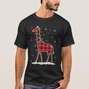Camiseta Família de Xadrez Búfalo Girafa de Natal Pa