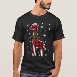 Camiseta Família de Xadrez de Búfalo Girafa de Natal Pa