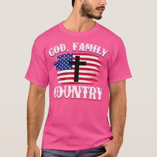 Camiseta Família Deus País Americano Bandeira Cross Christi