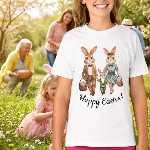 Camiseta Família do Coelho da Páscoa Caçando Ovos