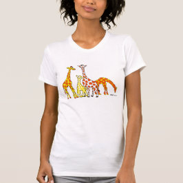 Camiseta Família do girafa no Tshirt de mulher alaranjada e