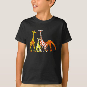 Camiseta Família do girafa no Tshirt do miúdo alaranjado 