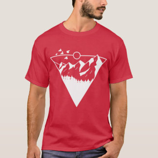 Camiseta Família do pôr do sol de aves e montanhas