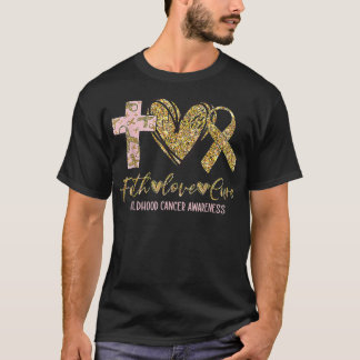 Camiseta Família é Faith Love Cure Chilhood Cancer Awarene
