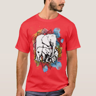 Camiseta Família Elefante Mulher: Animais Selvagens Mandala