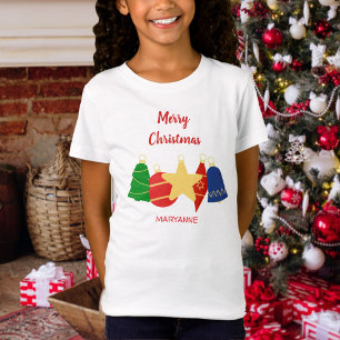 Camiseta Família Elegante de Enfeites de natal Retro