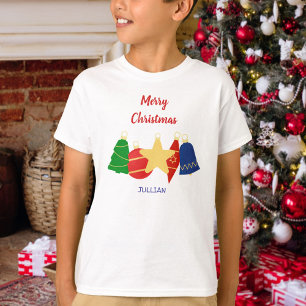 Camiseta Família Elegante de Enfeites de natal Retro