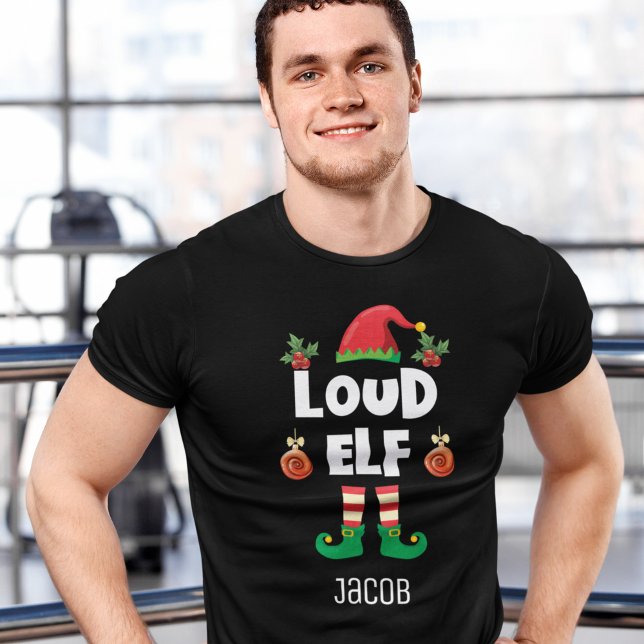 Camiseta Família elf alta combinando natal com nome (Criador carregado)