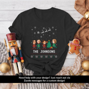 Camiseta Família Elf de Natal Personalizada e Engraçada